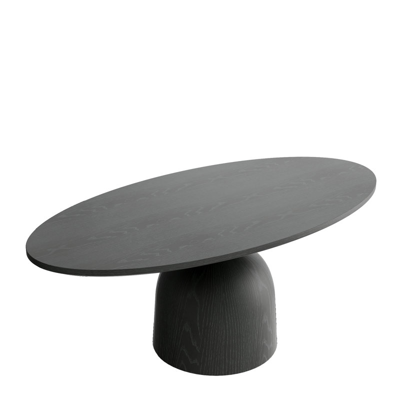 Table basse longue en bois massif avec petit piédestal noir pour le salon et tout petit espace, bureau de chambre à coucher de café
