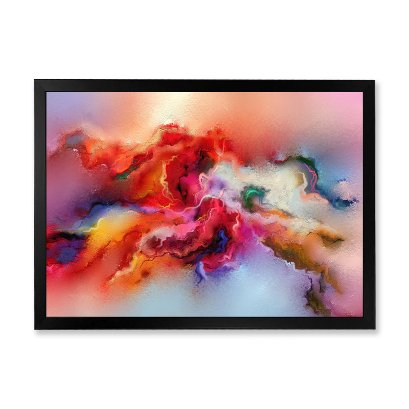 Red and Pink Vibrant Ink Storm - reproduction de cadre flottant sur toile, Cadre noir, H 8 po x l 12 po x P 1 po