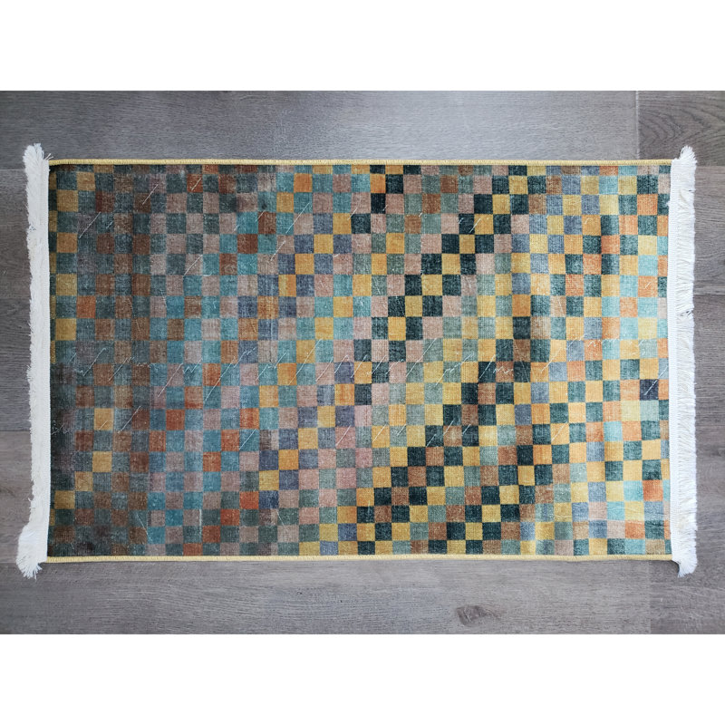 Tapis géométrique ambre Covin, Rectangle 2 pi 7 po x 4 pi 11 po