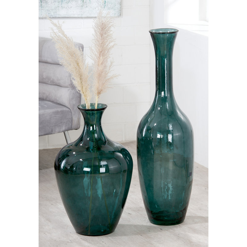 Seneca Glass Floor Vase, Green