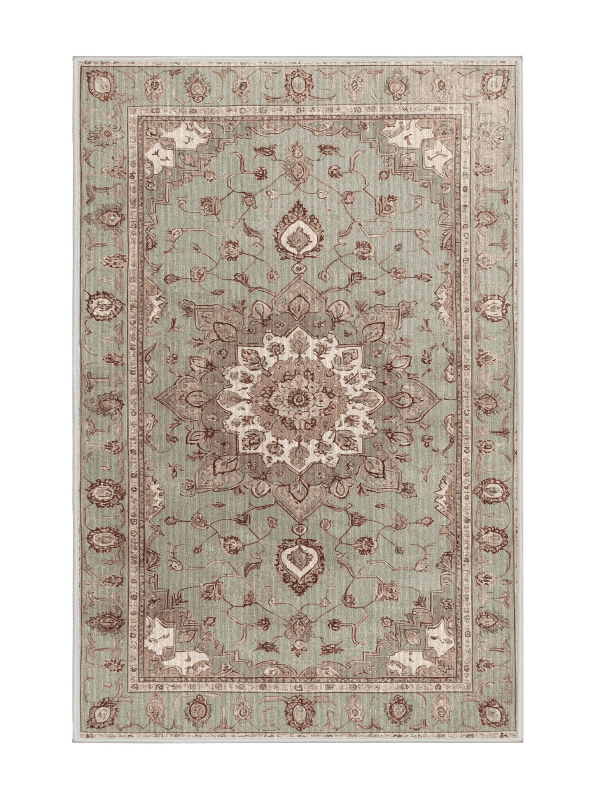 Bungalow Rose Machine Washable Tabriz Beige Area Rug - Wayfair Canada