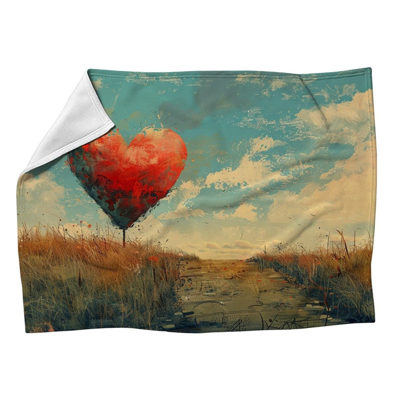 Jeté polaire Heart Balloon - Jetés paysage pour canapés ou lits, L 60 po x L 80 po