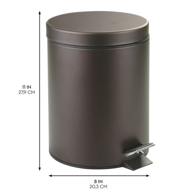 iDesign Round 1.3 Gallon Steel Step Trash Can - Set of 2 - Bronze