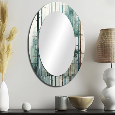 Redwood Tree Geometric Silence II - Miroir mural ovale traditionnel