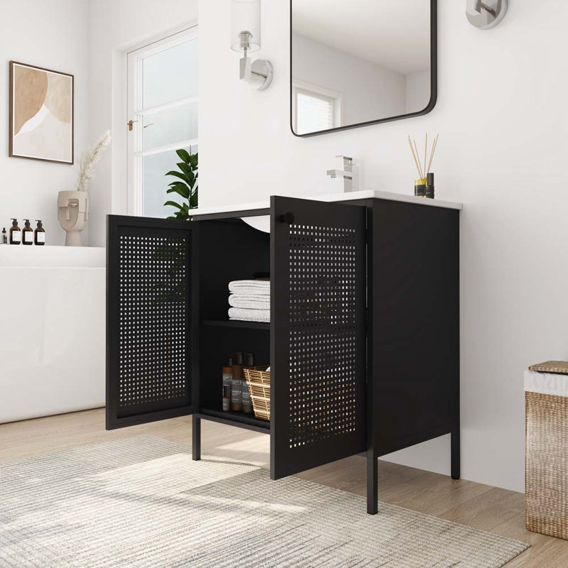 Meuble-lavabo simple 30,11 avec comptoir, Noir