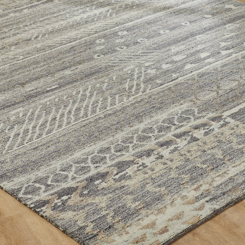 Nomad Haven Wool Hand Knotted Area Rug in Slate Sand, 2' x 3'