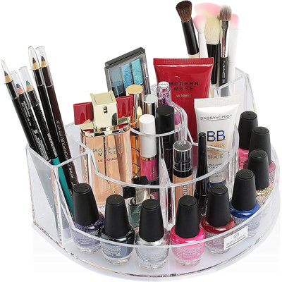 Clear Acrylic 7-Compartment Makeup Organizer for Cosmetics, Vanity Storage, Desk Organization – Christmas & Mother’s Day Gift