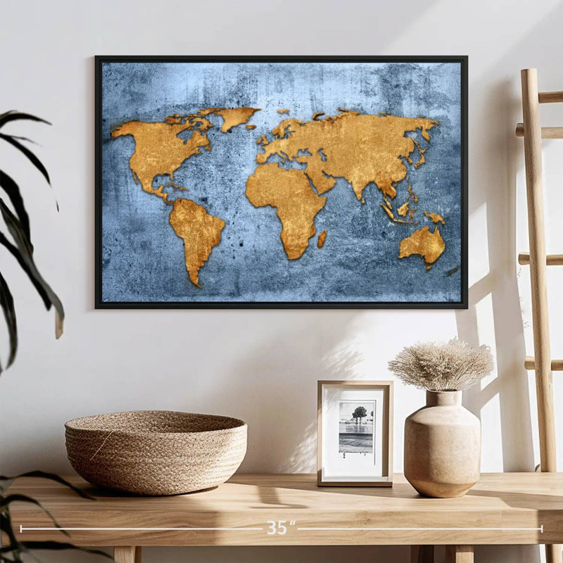 Azure World Luro, 25 po x 17 po, Cadre flottant noir