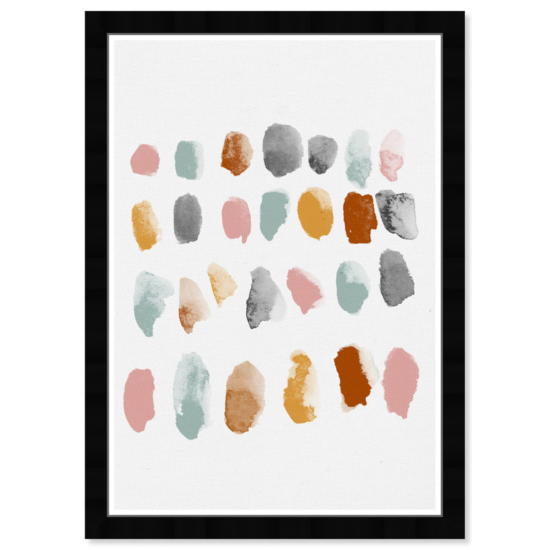 «Abstract Mid Century Drops Shapes» - Reproduction d'art graphique sur papier encadré