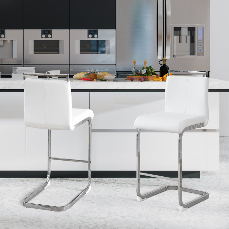 Tabouret de comptoir 25 po, Blanc, Tabouret de comptoir (siège d'une hauteur de 25 p, Chrome chrome