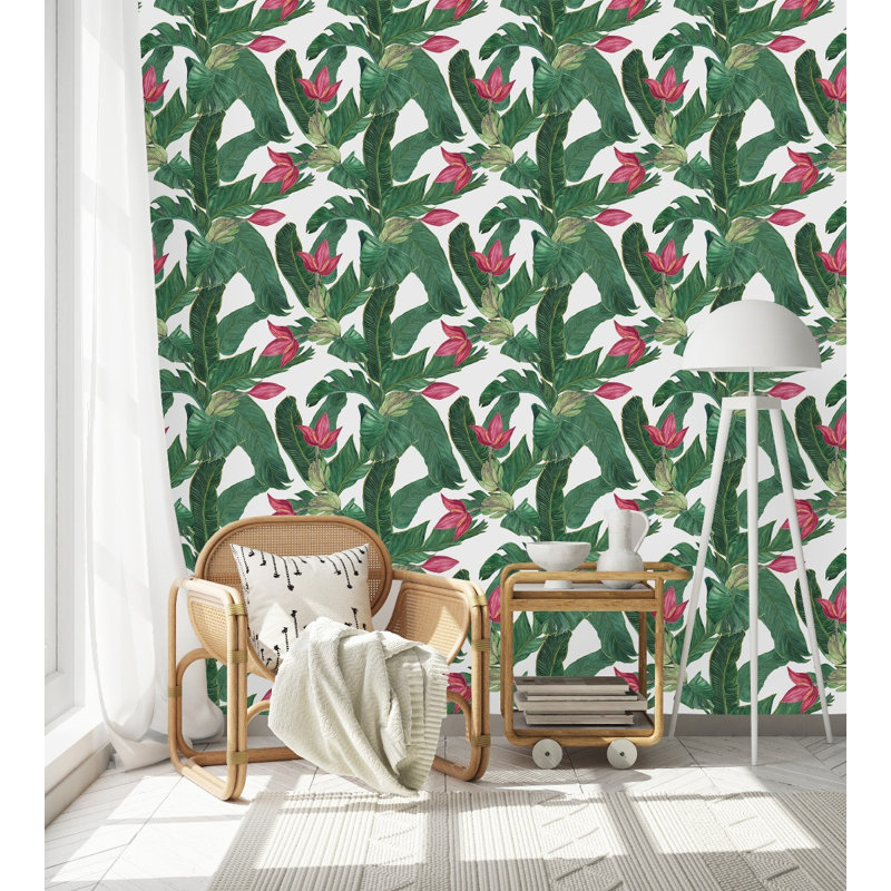 Panneau de papier peint feuilles Hiromoto, L 2,08 pi x L 10,42 pi