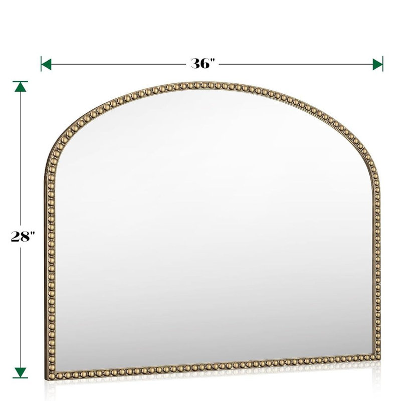 Arch Vintage Decorative Wall Mirror with Beaded Frame, 36" x 28"
