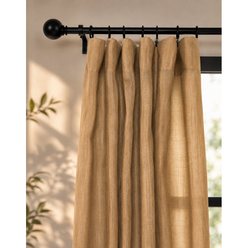 Baltras Semi Sheer Curtain Single Panel, 54" x 108", Caramel