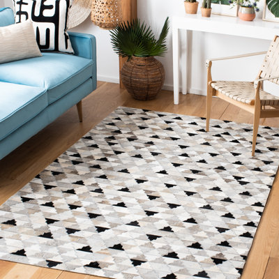 Brentnal Geometric Flatweave Grey/Black/White Area Rug