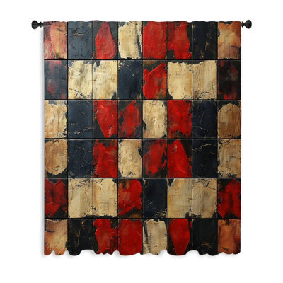 Colorful tiles Window Curtains, Abstract Blockout & Sheer Curtains - 1 Panel