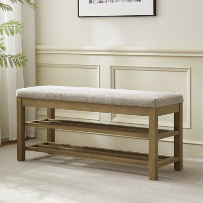 Banc de rangement rembourré avec range-chaussures à deux niveaux