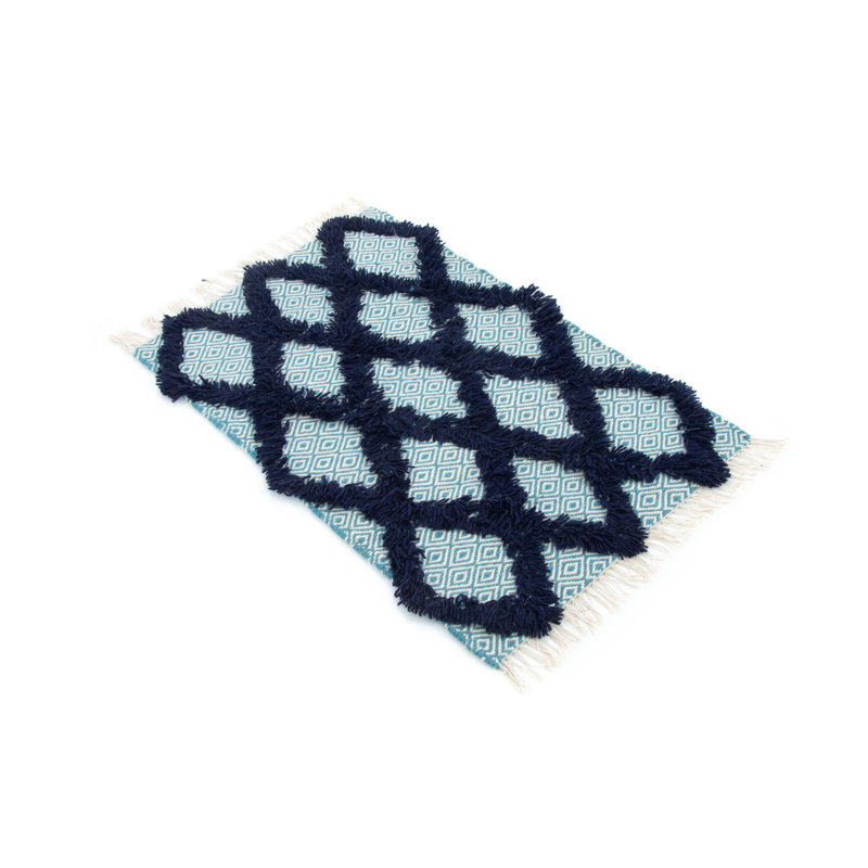 Geometric Wool Hand Woven 60cm X 90cm Area Rug