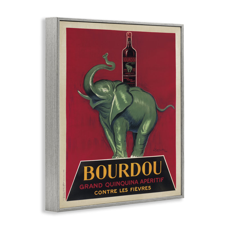 «Vintage Elephant & Wine», art de la giclée encadrée par Marcello Nizzoli, H 30 po x l 24 po, Estampe numérique Farmhouse