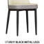 Table de salle à manger extensible 62,99 à 78,74 po avec 6 chaises en tissu polyuréthane, pieds en forme de U, idéale pour travailler 2 à 8 personnes, grands groupes confortables-1509147794
