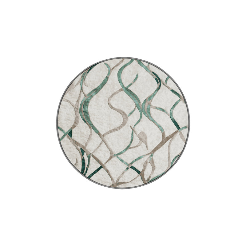 Machine Washable Gray Area Rug, Round 8'