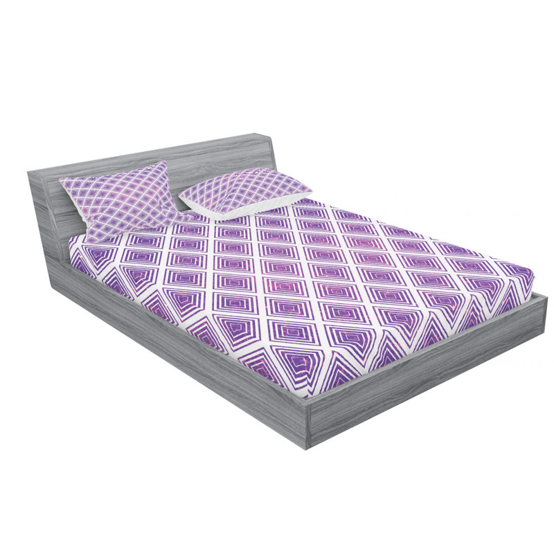Microfiber Geometric Sheet Set, Twin XL Sheet Set with Fitted Sheet