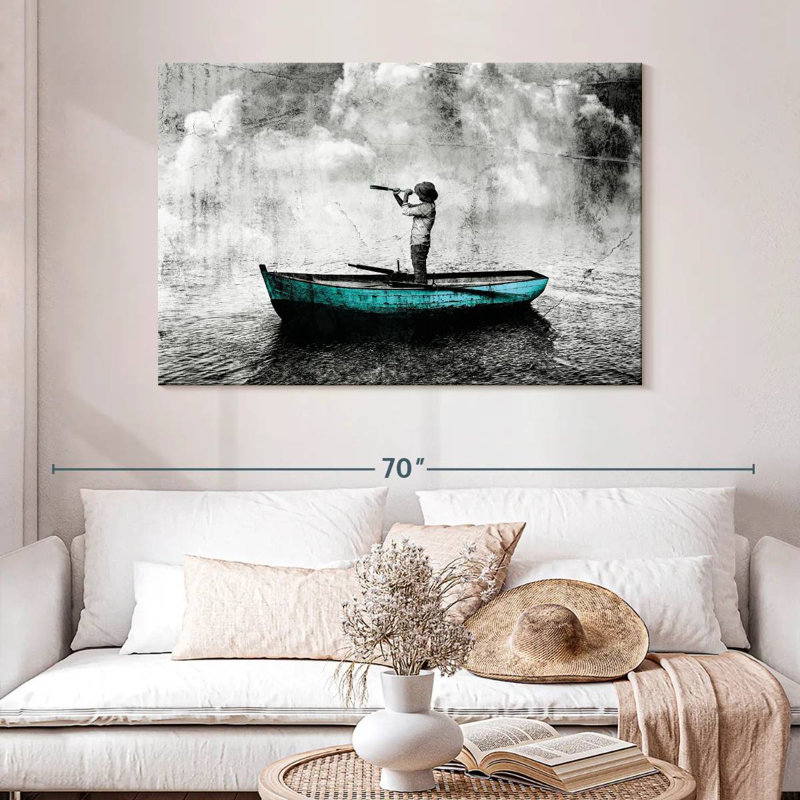 Mehar Man On Boat, 32" H x 48" W