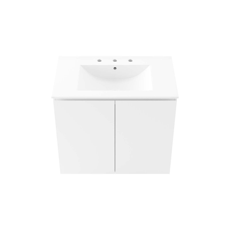 Modway Bryn 30" Wall-Mount Bathroom Vanity, White, White