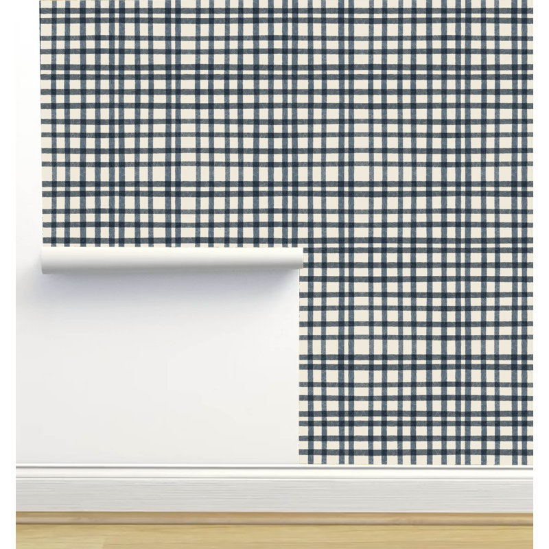 Rouleau de papier peint texturé L 12 pi x l 2 po Amy Mac Ready Designs, Rayures bleu marine
