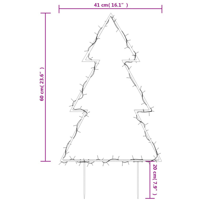 Vidaxl Christmas Light Decoration With Spikes Tree 80 Leds, 60 cm