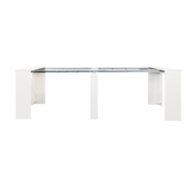 Console extensible faite de 118,50 po de largeur, multifonctionnelle, peu encombrante, brune, 114,76 po x 34,78 po x 30,06 po de table multifonctionnelle, extensible