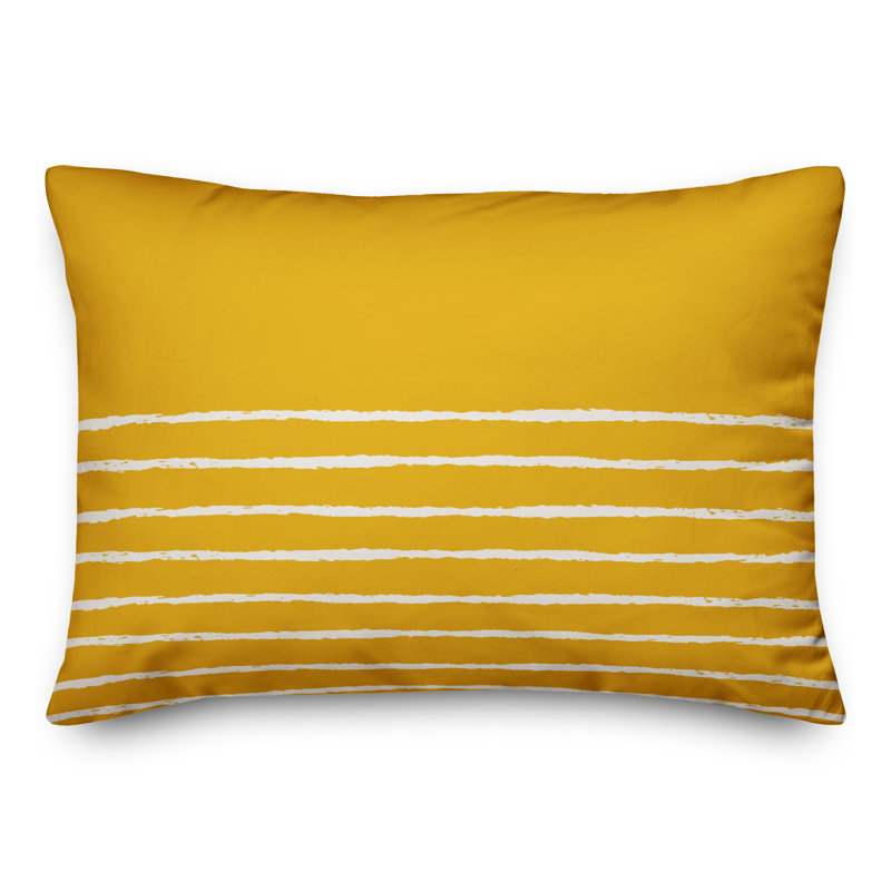 Aezaz Striped Throw Pillow, Yellow/White
