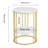 White Stone Side End Table 2-Tier Round Bedside Table With Storage Shelf