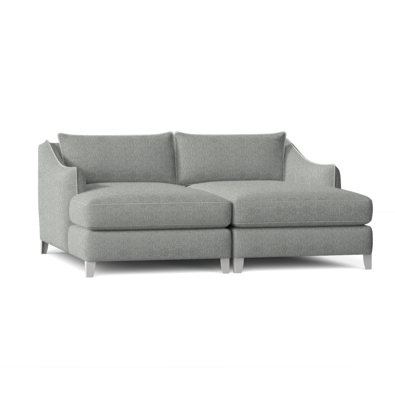 Monterey Double Chaise Lounge with Cushions, Lt Grey Chenille Woven Stripe 6023-010