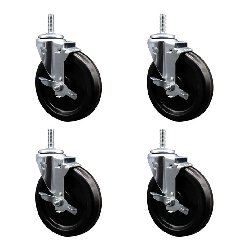 Wheel Swivel 3/4 Inch Threaded Stem Caster with Brake SCC