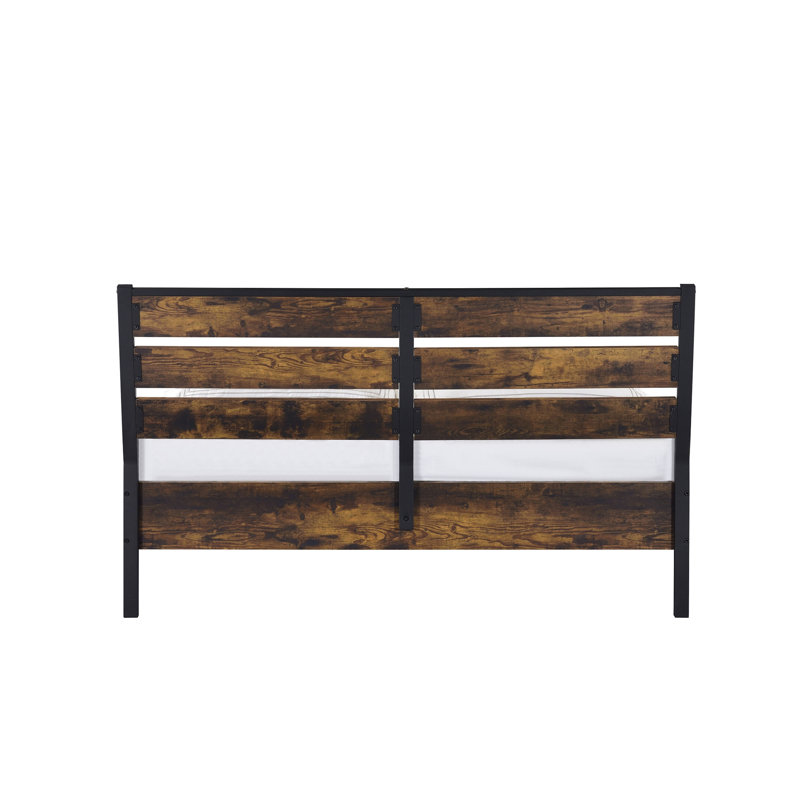 Juvanth Rustic Oak & Black Finish E.  Bed