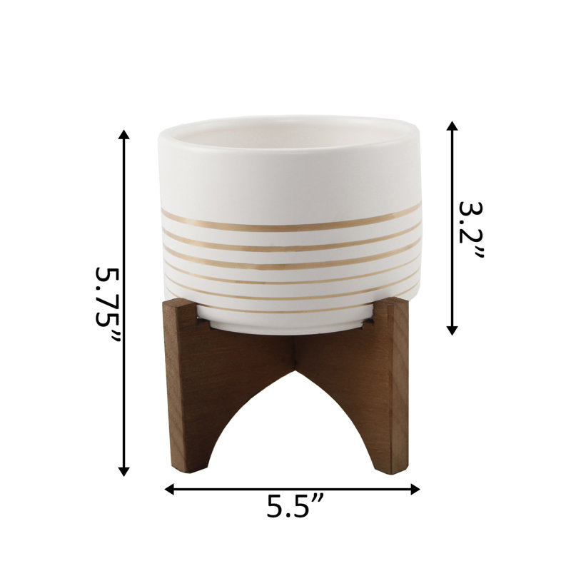 Pot de fleurs en céramique Fonthill, Blanc, H 5,75 po x l 4,75 po x P 4,75 po