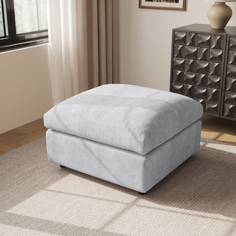 Kessi 33.5" Upholstered Ottoman, Light Gray