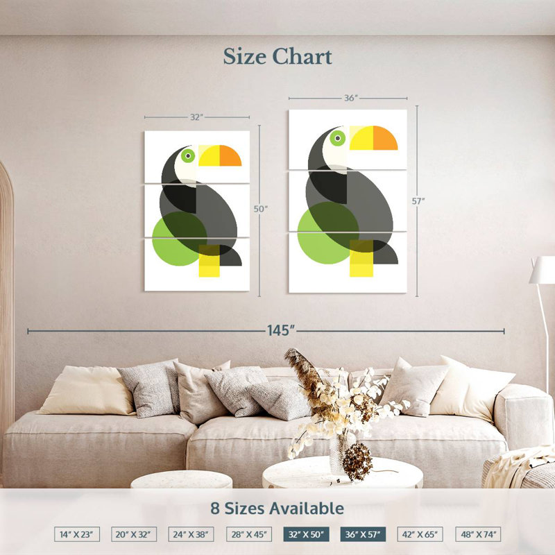 Ashelle Geometric Toucan, 57" H x 36" W