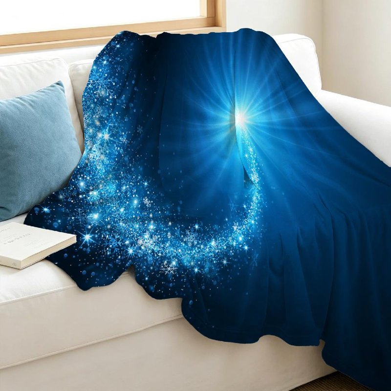 Jeté en molleton transparent ultra doux, imprimé étoile de Noël volante, Jeté 40 po x 50 po