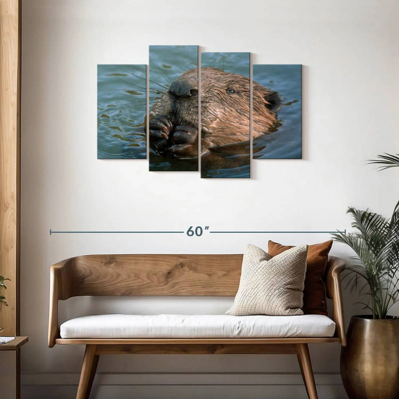 Brampt Beaver In The Water, 27" H x 43" W