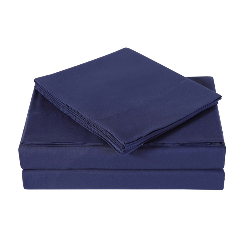 Everyday Microfiber Standard Sheet Set, Queen Sheet Set comes with two Pillowcases, Navy