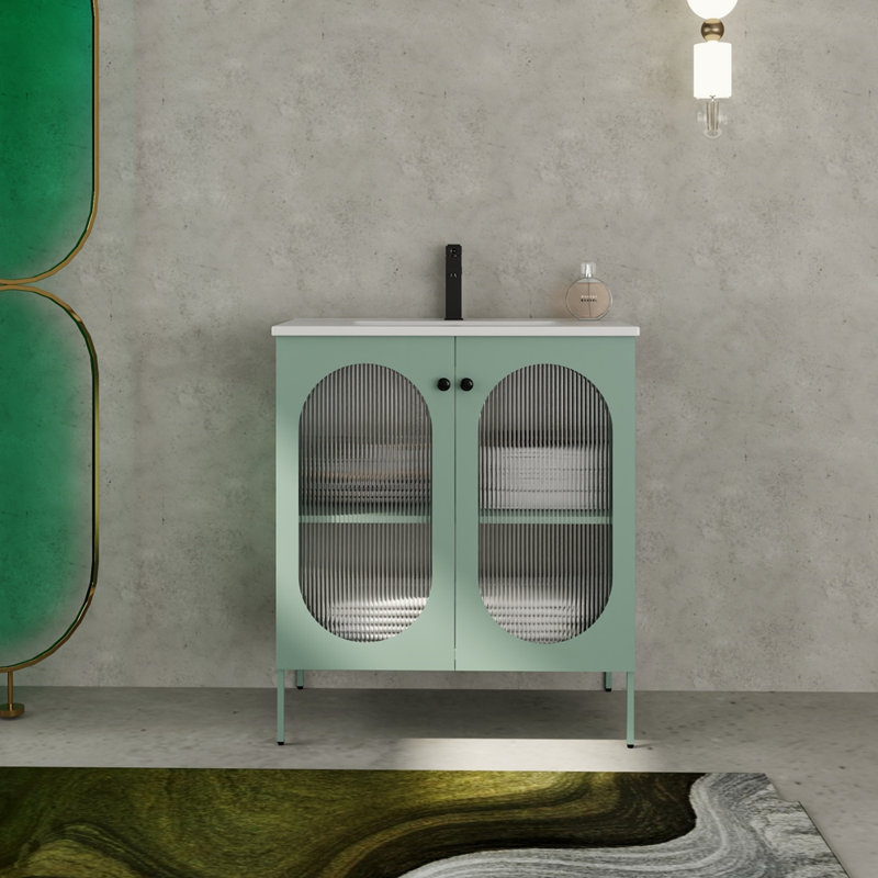 Meuble-lavabo autoportant de 30 po (29-5 / 16 po) (sans le lavabo supérieur), Mint Green, Mint Green