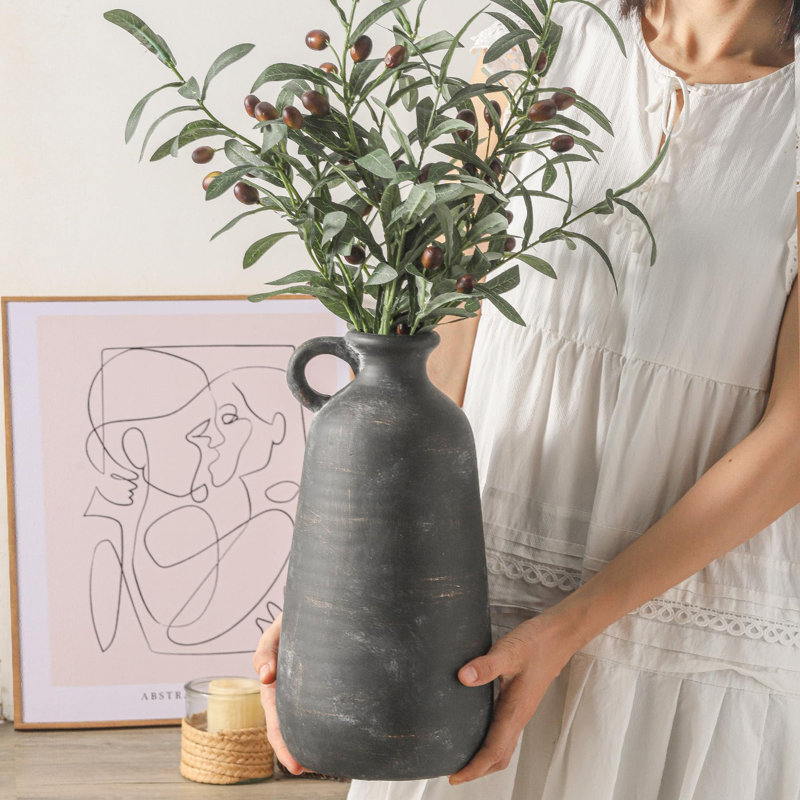 Vase en céramique 12,8 ", Noir, noir, noir, noir