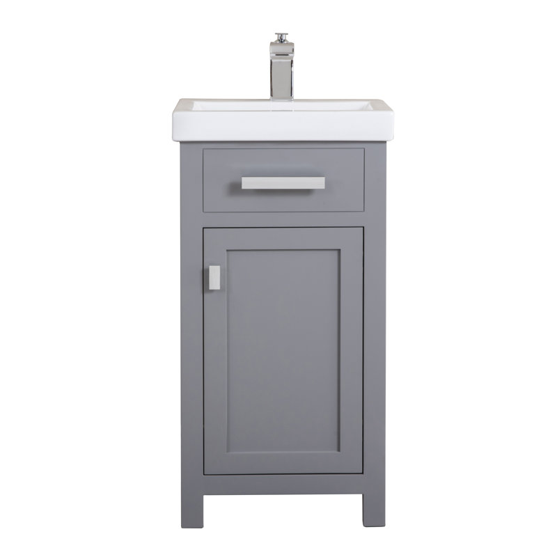 Caitlyn 17.3'' Single Bathroom Vanity with Ceramic Top, Gray
