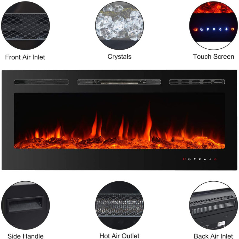 Loami Symple Stuff 102cm W Black Electric Fireplace with 5000 BTU