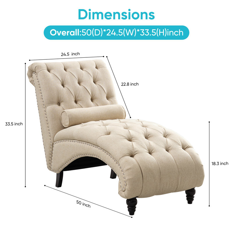 Chaise de lecture 50 po rembourrée et ergonomique, Beige