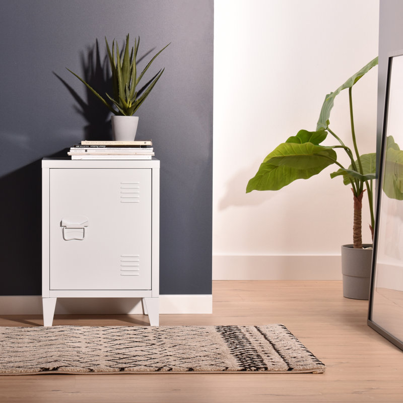 Table de bout en fer avec rangement Robichaux, Blanc