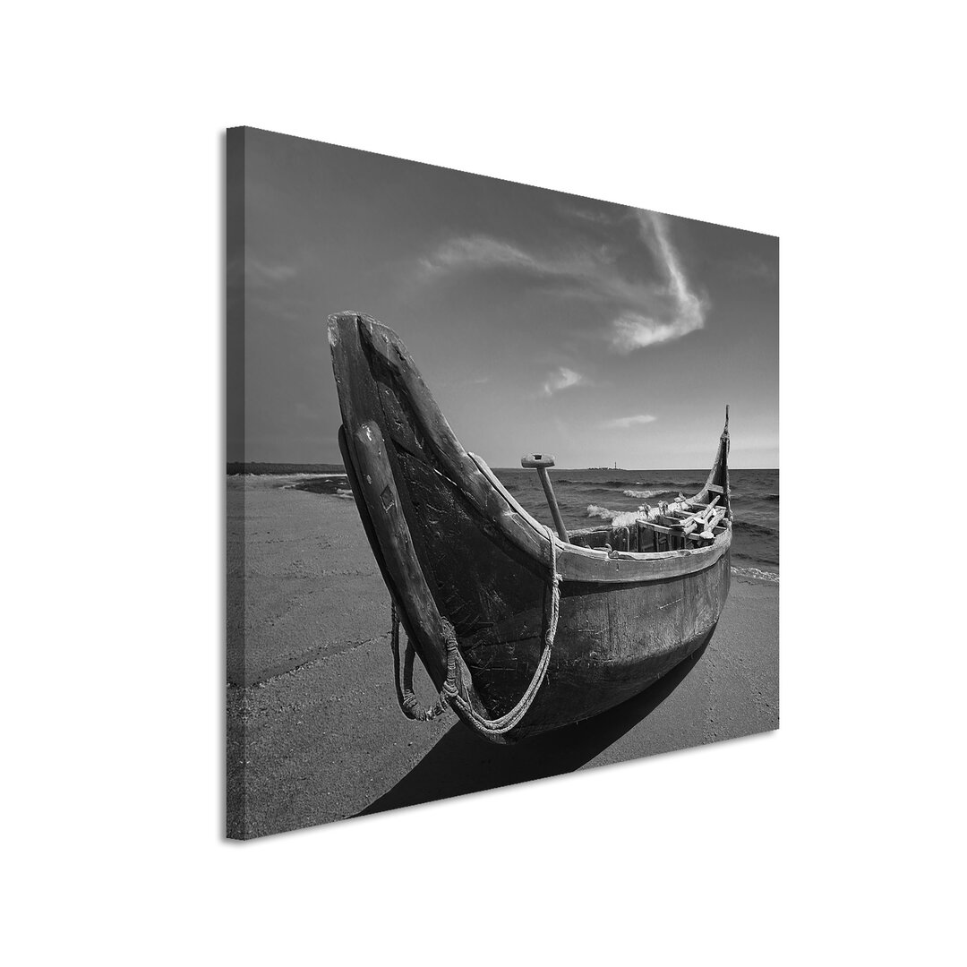 Leinwandbild „Boot am Strand“, Fotodruck