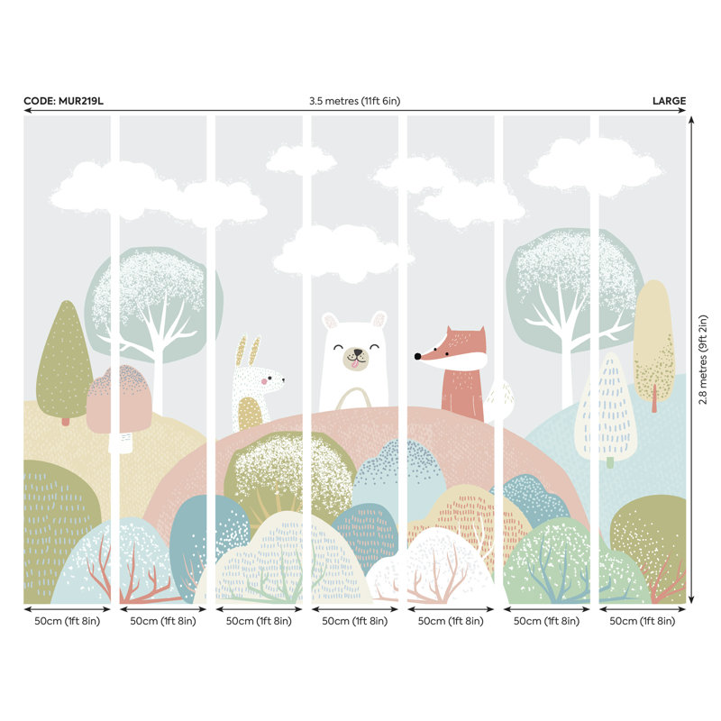 Matte Non-Pasted Wall Mural, 280cm L x 350cm W, Grey