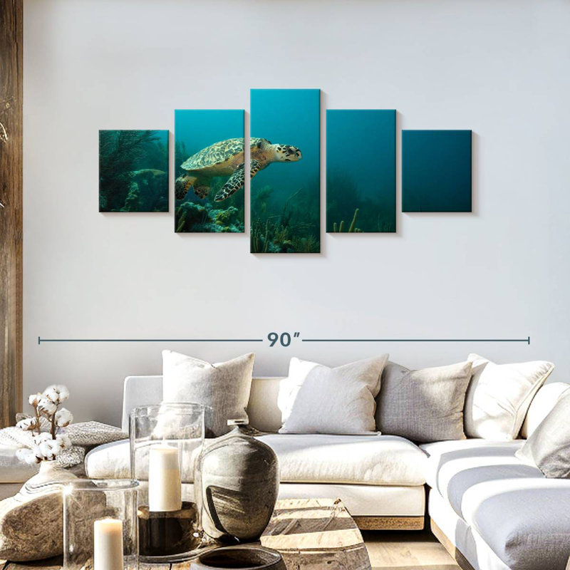 Caribbean Hawksbill Sea Turtle, 30" H x 68" W